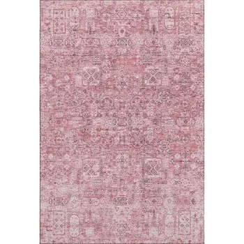 3' X 5' Pink And Ivory Floral Washable Area Rug With UV Protection