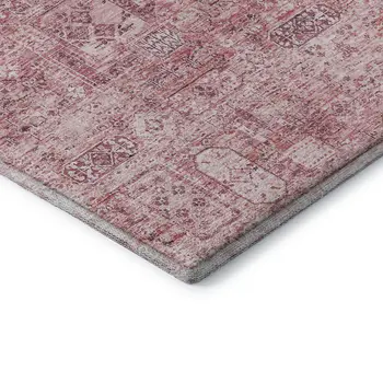 8' X 10' Pink And Ivory Floral Washable Area Rug With UV Protection