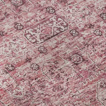 10' X 14' Pink And Ivory Floral Washable Area Rug With UV Protection