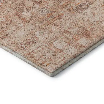 3' X 5' Salmon Gray And Ivory Floral Washable Area Rug With UV Protection