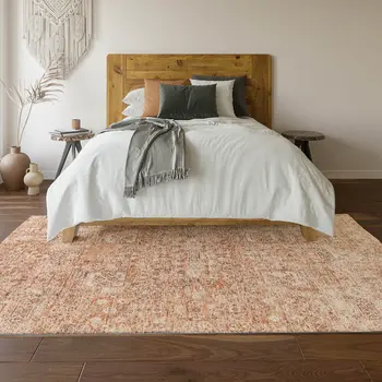 3' X 5' Salmon Gray And Ivory Floral Washable Area Rug With UV Protection