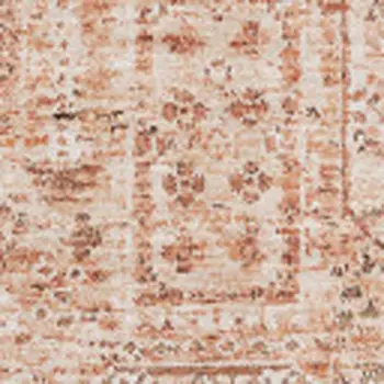 5' X 8' Salmon Gray And Ivory Floral Washable Area Rug With UV Protection