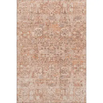 10' X 14' Salmon Gray And Ivory Floral Washable Area Rug With UV Protection