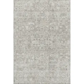 8' X 10' Taupe And Ivory Floral Washable Area Rug With UV Protection