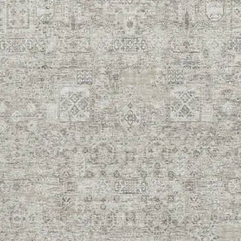 8' X 10' Taupe And Ivory Floral Washable Area Rug With UV Protection
