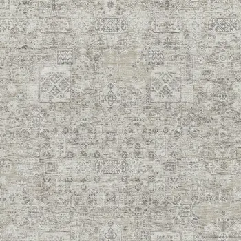 9' X 12' Taupe And Ivory Floral Washable Area Rug With UV Protection