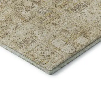 8' X 10' Wheat Gray And Ivory Floral Washable Area Rug With UV Protection