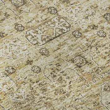 8' X 10' Wheat Gray And Ivory Floral Washable Area Rug With UV Protection