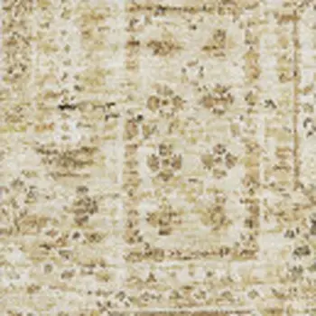8' X 10' Wheat Gray And Ivory Floral Washable Area Rug With UV Protection