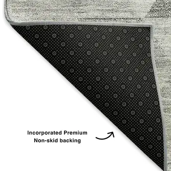 8' X 10' Silver And Ivory Geometric Washable Area Rug With UV Protection
