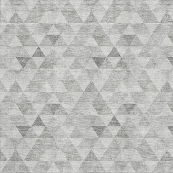 9' X 12' Silver And Ivory Geometric Washable Area Rug With UV Protection