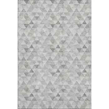 10' X 14' Silver And Ivory Geometric Washable Area Rug With UV Protection