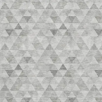 10' X 14' Silver And Ivory Geometric Washable Area Rug With UV Protection