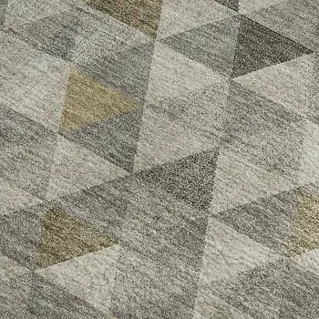 5' X 8' Taupe Gold And Ivory Geometric Washable Area Rug With UV Protection