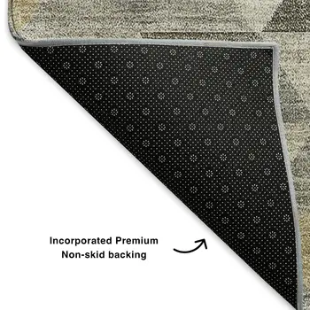 10' X 14' Taupe Gold And Ivory Geometric Washable Area Rug With UV Protection