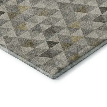 10' X 14' Taupe Gold And Ivory Geometric Washable Area Rug With UV Protection