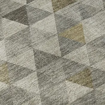 10' X 14' Taupe Gold And Ivory Geometric Washable Area Rug With UV Protection
