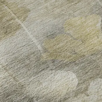 9' X 12' Beige Gray And Ivory Floral Washable Area Rug With UV Protection