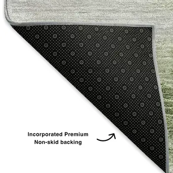 8' X 10' Artichoke Green Gold And Ivory Abstract Washable Area Rug With UV Protection