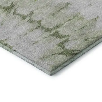 8' X 10' Artichoke Green Gold And Ivory Abstract Washable Area Rug With UV Protection