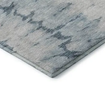 9' X 12' Blue Gold And Ivory Abstract Washable Area Rug With UV Protection
