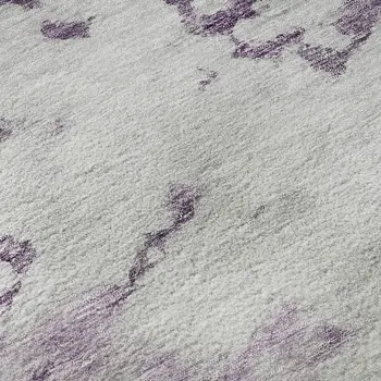 3' X 5' Purple Gold And Ivory Abstract Washable Area Rug With UV Protection