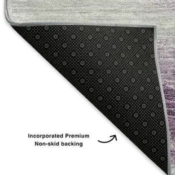 9' X 12' Purple Gold And Ivory Abstract Washable Area Rug With UV Protection