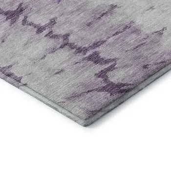 9' X 12' Purple Gold And Ivory Abstract Washable Area Rug With UV Protection