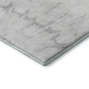 5' X 8' Silver Gold And Ivory Abstract Washable Area Rug With UV Protection