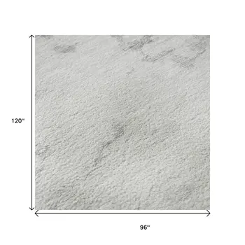 8' X 10' Silver Gold And Ivory Abstract Washable Area Rug With UV Protection