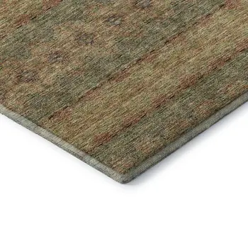 3' X 5' Green And Copper Floral Medallion Washable Area Rug With UV Protection