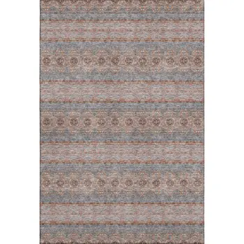 10' X 14' Chili Red Gray And Ivory Floral Medallion Washable Area Rug With UV Protection