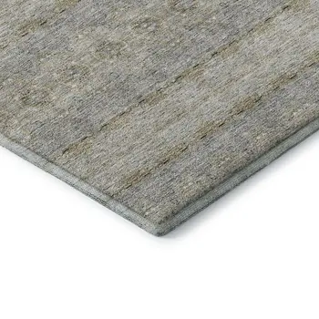 8' Silver Beige And Ivory Floral Medallion Washable Round Rug With UV Protection
