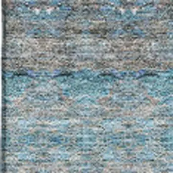 5' X 8' Teal Gray And Ivory Floral Medallion Washable Area Rug With UV Protection