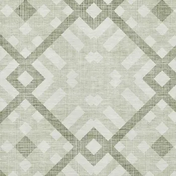 8' X 10' Artichoke Green And Ivory Geometric Washable Area Rug With UV Protection