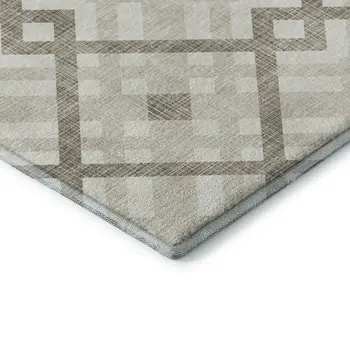 3' X 5' Beige And Ivory Geometric Washable Area Rug With UV Protection