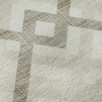 8' X 10' Beige And Ivory Geometric Washable Area Rug With UV Protection