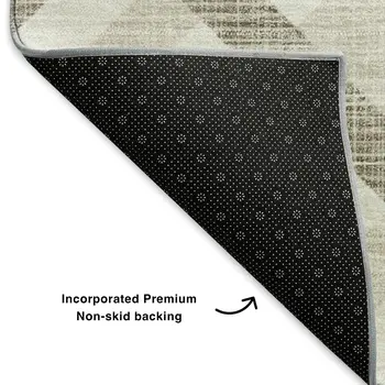 9' X 12' Beige And Ivory Geometric Washable Area Rug With UV Protection