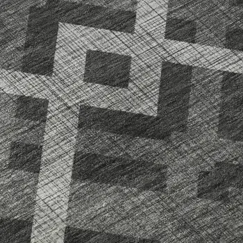 8' X 10' Charcoal And Ivory Geometric Washable Area Rug With UV Protection
