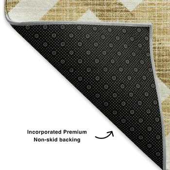 8' X 10' Gold And Ivory Geometric Washable Area Rug With UV Protection