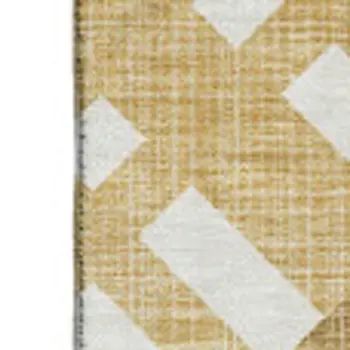 9' X 12' Gold And Ivory Geometric Washable Area Rug With UV Protection