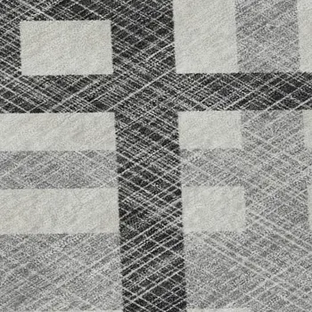 8' X 10' Gray And Ivory Geometric Washable Area Rug With UV Protection