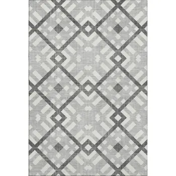 10' X 14' Gray And Ivory Geometric Washable Area Rug With UV Protection