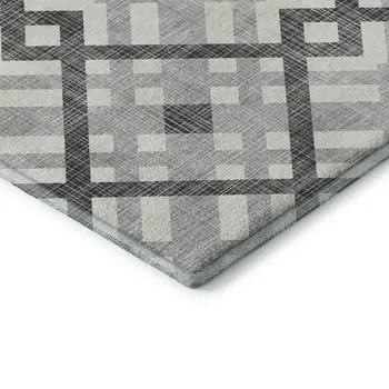 10' X 14' Gray And Ivory Geometric Washable Area Rug With UV Protection