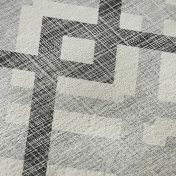 10' X 14' Gray And Ivory Geometric Washable Area Rug With UV Protection
