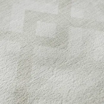 5' X 8' Ivory And Beige Geometric Washable Area Rug With UV Protection