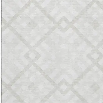 9' X 12' Ivory And Beige Geometric Washable Area Rug With UV Protection