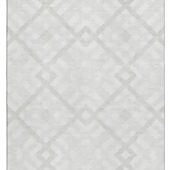 9' X 12' Ivory And Beige Geometric Washable Area Rug With UV Protection