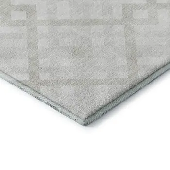 10' X 14' Ivory And Beige Geometric Washable Area Rug With UV Protection