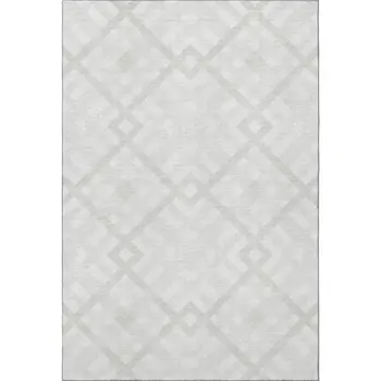 10' X 14' Ivory And Beige Geometric Washable Area Rug With UV Protection